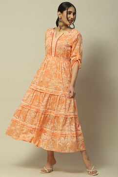 Peach Voile Tiered Dress image number 0