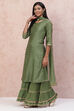 Olive Green Poly Cotton Straight Suit Set image number 4