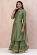 Olive Green Poly Cotton Straight Suit Set