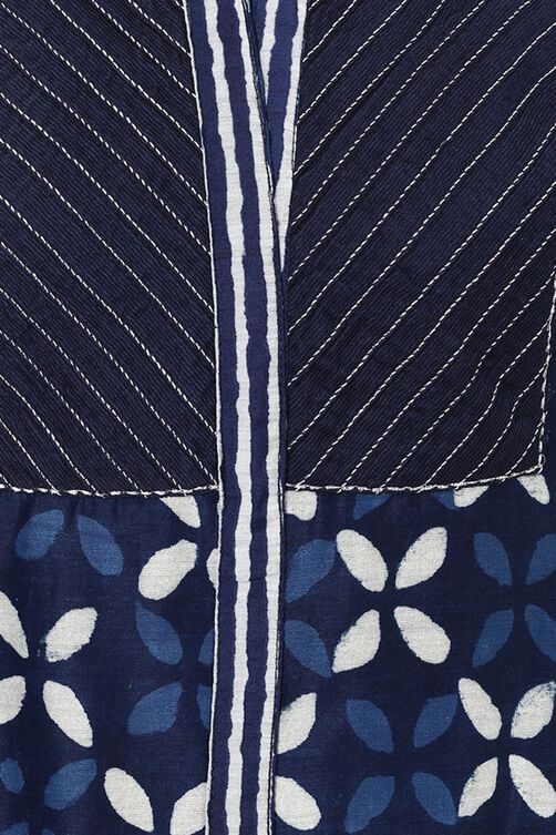 Indigo Straight Poly Chanderi Kurta image number 1