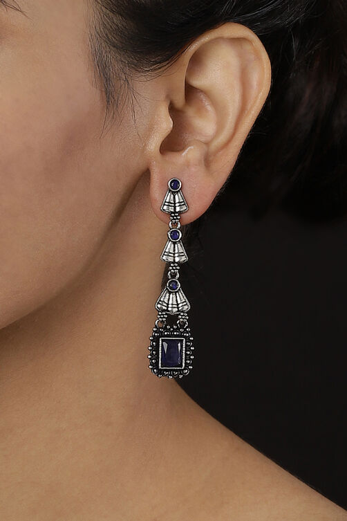 Blue Metal Brass Earrings image number 1