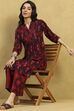 Red Viscose Blend Printed Gathered Kurta Palazzo Set image number 0