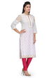 Off White Cotton Straight Kurta image number 1