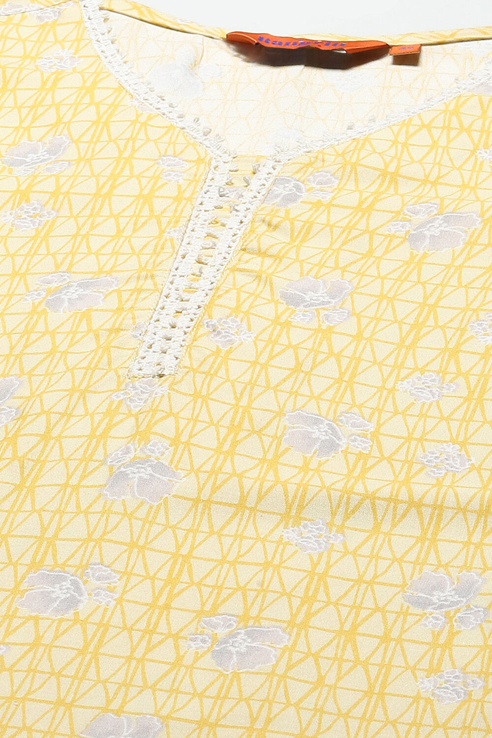 Yellow Floral Printed Straight Kurta image number 1