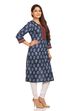 Indigo Straight Cotton Kurta image number 2