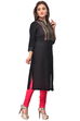 Black Straight Cotton Kurta image number 2