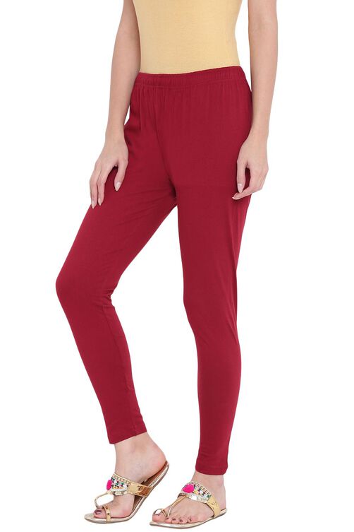 Maroon Cotton Leggings image number 3