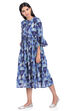 Blue Flared Cambric Cotton Dress image number 3