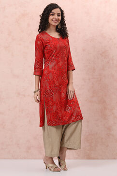 Rust LIVA Straight Kurta image number 3