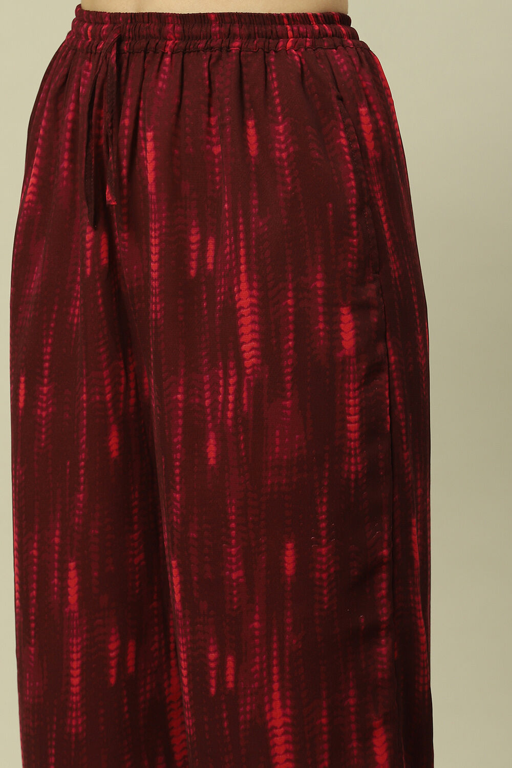 Wine Polyester Straight Printed Kurta Palazzo Suit Set image number 6