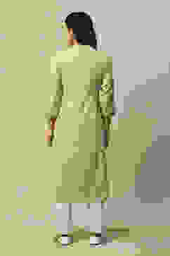 Green LIVA Straight Printed Kurta image number 3