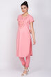 Peach Cotton Straight Kurta image number 2