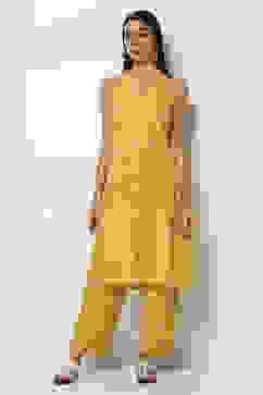 Lime Green Cotton Printed A-line Co-ord Set image number 6