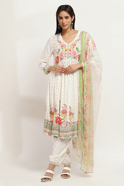 White Viscose Rayon Gathered Set image number 0