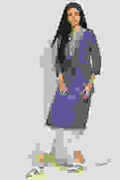 Blue Cotton Solid Straight Kurta image number 0