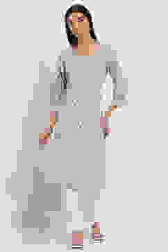 White and Teal Printed Straight Kurta image number 5