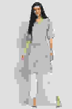 Blue Printed Straight Kurta image number 5