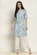 Blue Viscose Rayon Printed Straight Kurta image number 5