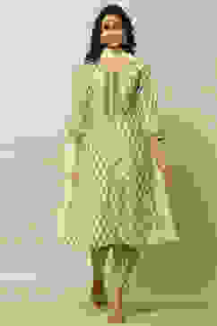 Ivory Printed Straight Kurta & Pants Suit Set image number 7