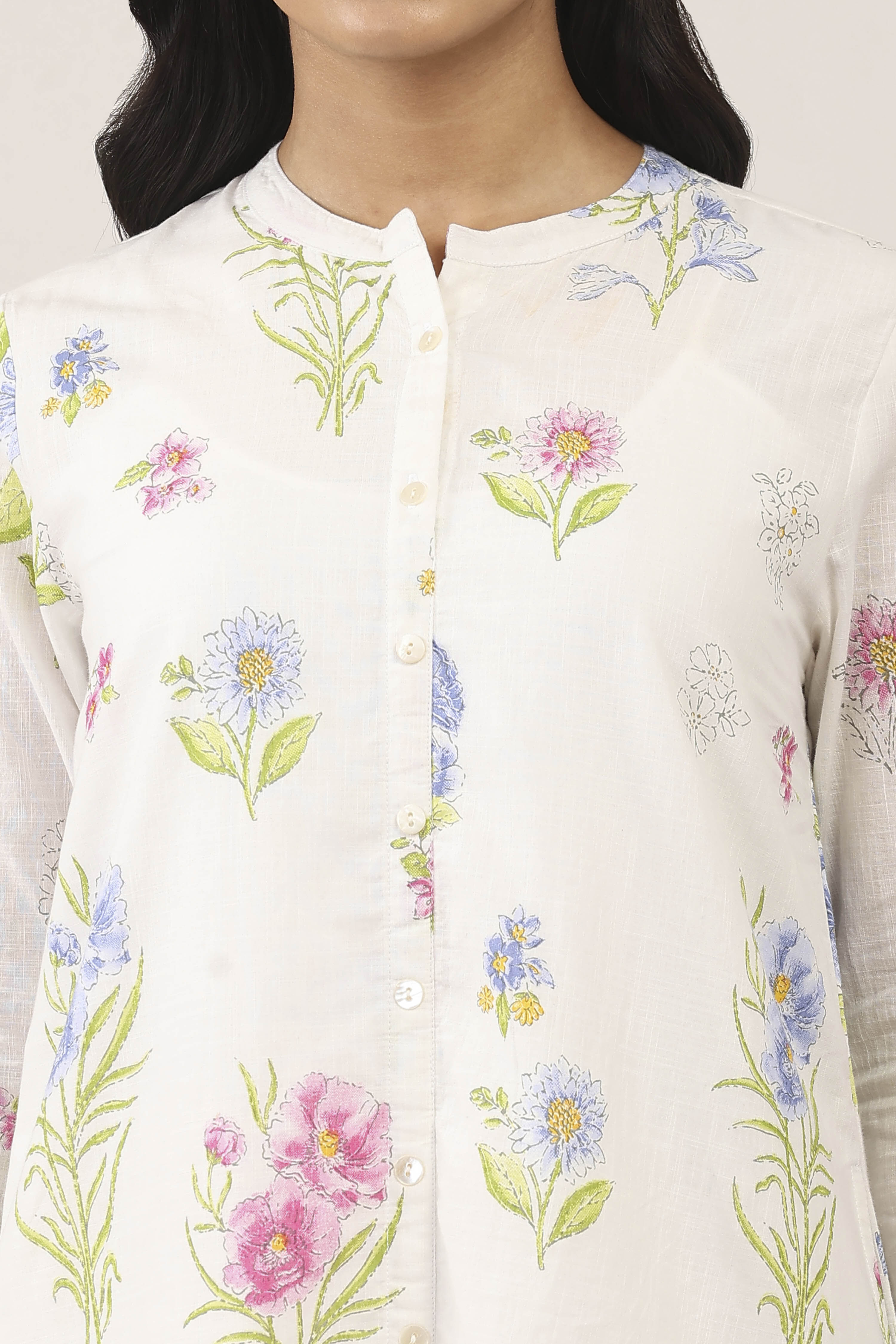 White Cotton Kurta Pants Set image number 1