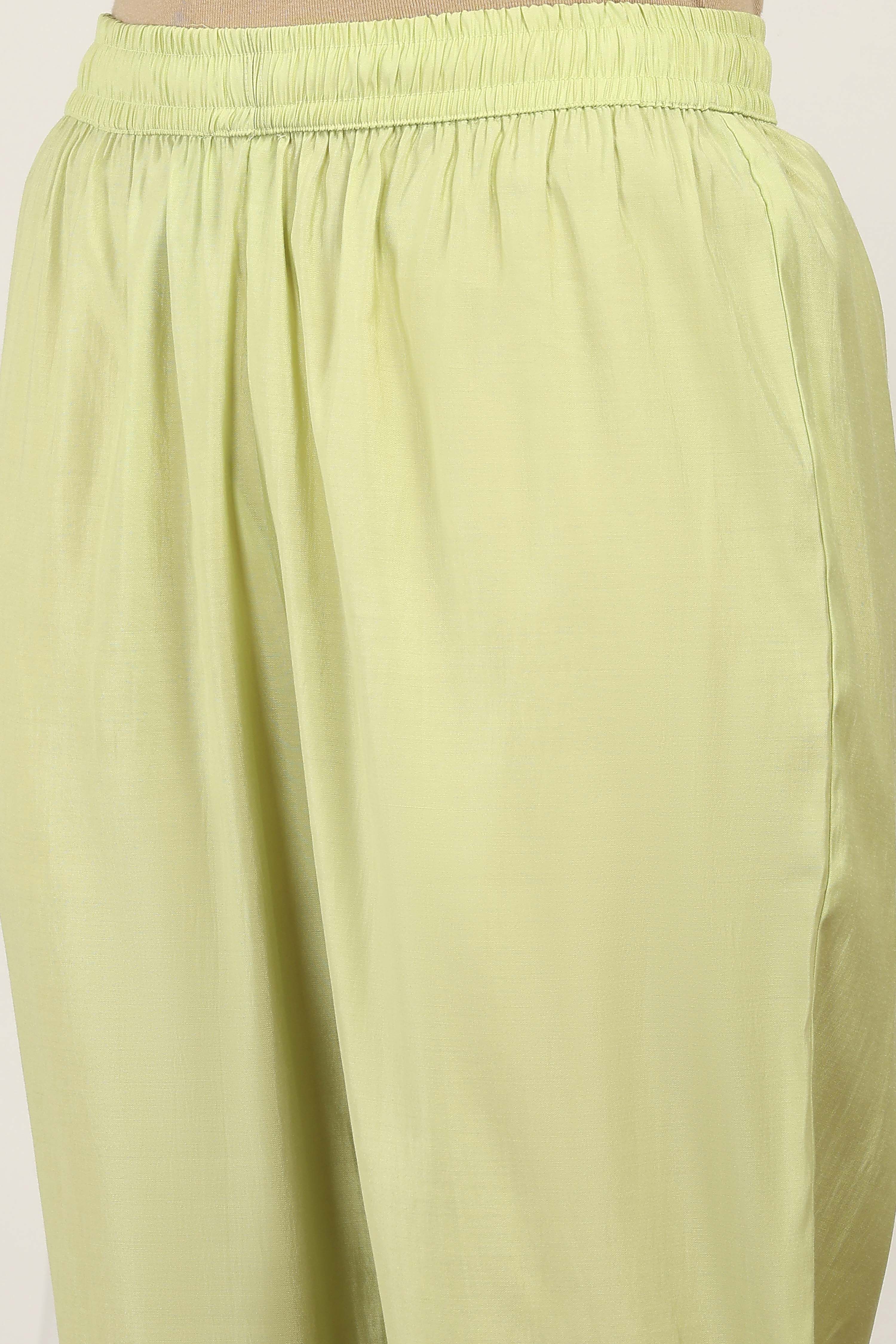 Yellow Viscose Polyester Straight Suit Sets image number 2