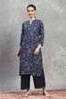 Blue Viscose Rayon Printed Straight Kurta image number 5