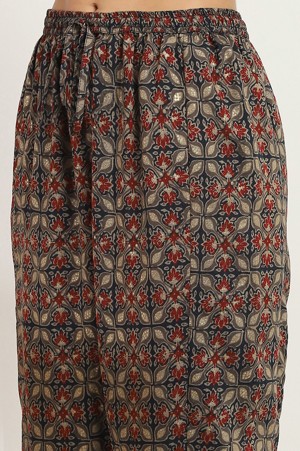 Navy Blue Printed Straight Co-ord Set image number 2