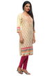 Beige Cotton Straight Kurta image number 2