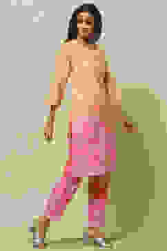 Orange Pink Ombre Printed Straight Kurta Set image number 5