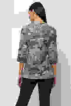 Indigo Cotton Printed Straight Top image number 3