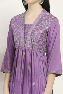 Lavender Viscose Gathered Set image number 1