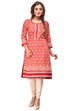 Red Straight Cotton Kurta image number 0