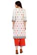 Beige Straight Cotton Kurta image number 5