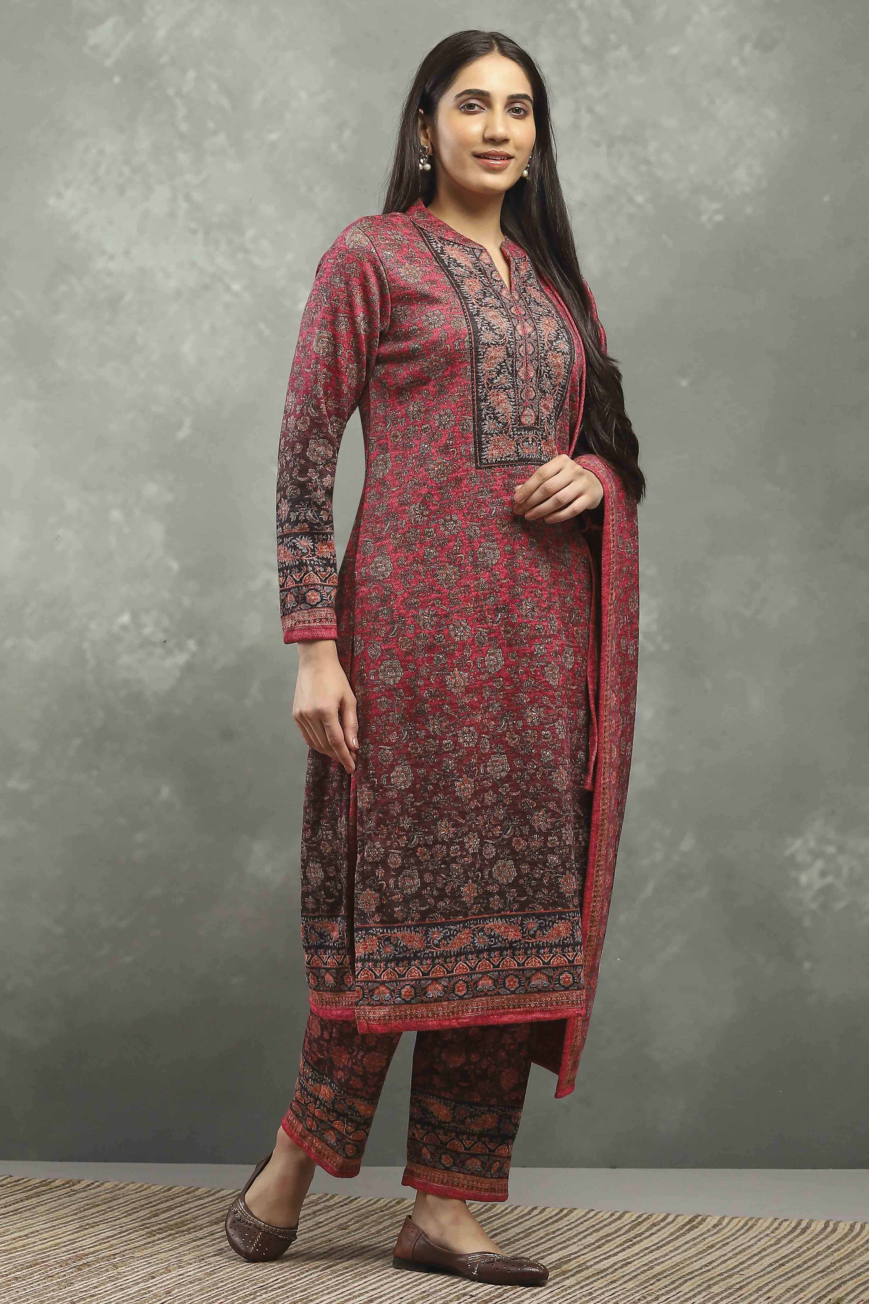 Pink Polyester Printed Straight Suit Set image number 5