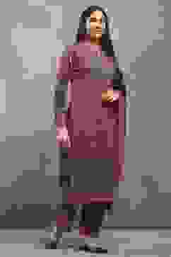 Pink Polyester Printed Straight Suit Set image number 5