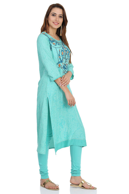 Turq Straight Viscose Kurta image number 3