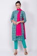Green Cotton Straight Suit Set image number 0