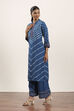 Indigo Blue Viscose Rayon Straight Kurta Pants Set image number 3