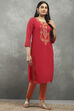 Pink Viscose Flared Kurta Pants Set image number 7