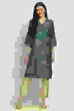 Green Printed Straight Kurta image number 5