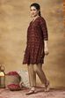 Red Printed Straight Kurta image number 2