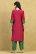 Pink Viscose Blend Solid Straight Suit Set image number 4