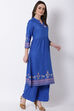 Blue Viscose A-Line Kurta image number 3