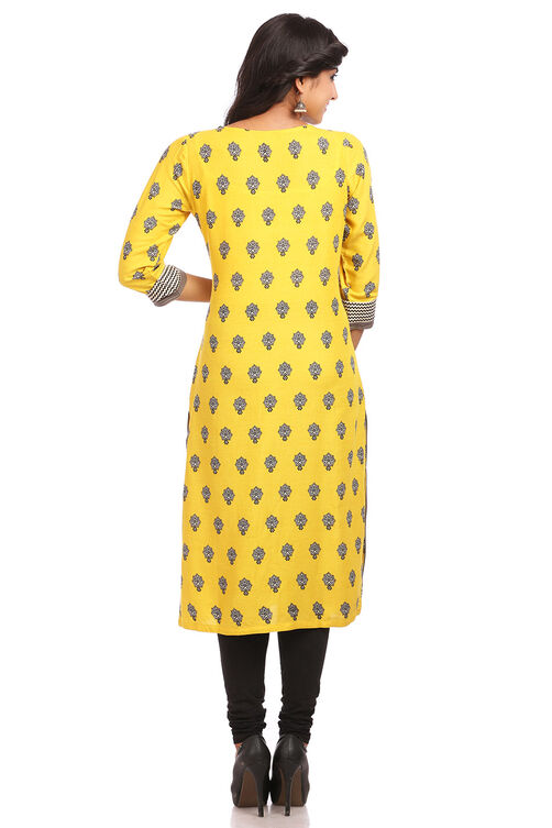 Lime Straight Cotton Kurta image number 1