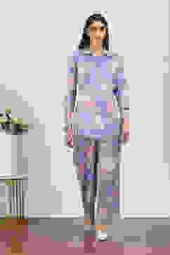 Purple Cotton Blend Cotton Flex Kurta Pants Set image number 6