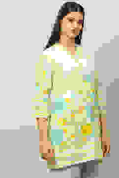 Green Rayon Printed Straight Top image number 4