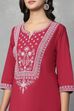 Red Cotton Kurta Pants Set image number 1