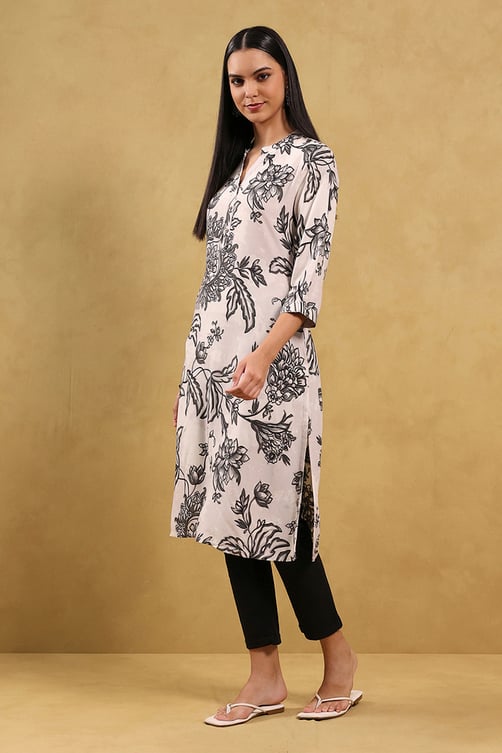 Sea Green Printed Straight Kurta image number 2