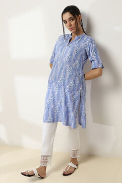 Lilac Printed Straight Kurta image number 0