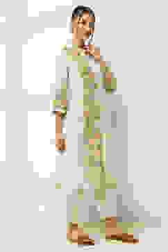 Light Green Floral Printed Straight Kurta image number 4